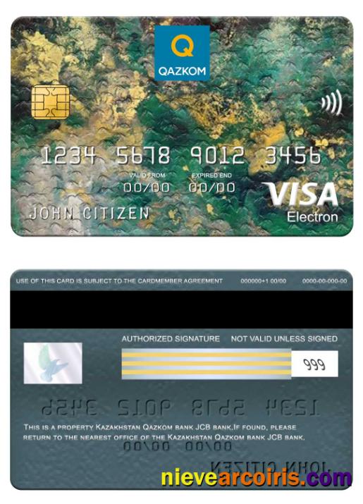 Kazakhstan Qazkom bank JCB bank visa electron card